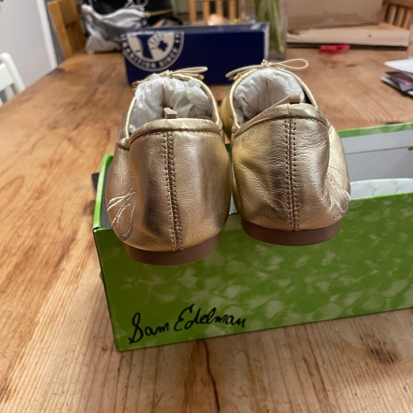 Sam Edelman Felicia Gold Leather Ballet Flats - Picture 2 of 14